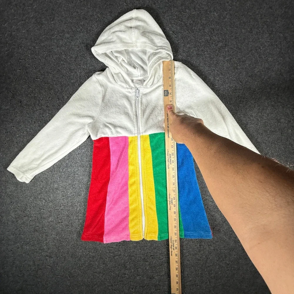 Hanna Andersson Girls Rainbow Terry Cloth Hooded Beach Cover Up Size 120 US 6-7